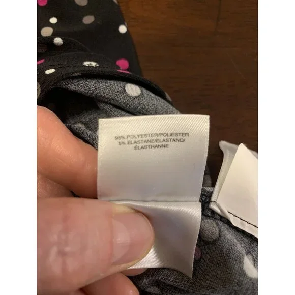 Anne Klein Polka Dot Scoop‎ Neck 3/4 Sleeve Blouse Size L - Picture 6 of 7